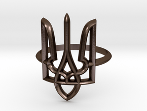 Ukrainian Trident Ring. US 6.0 in Polished Bronze Steel