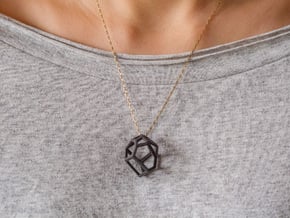 Voronoi cell necklace in Matte Black Steel