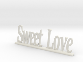 Letters 'Sweet Love' - 7.5cm - 3" in White Natural Versatile Plastic