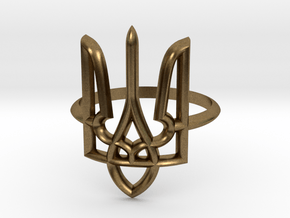 Ukrainian Trident Ring. US 6.0 in Natural Bronze