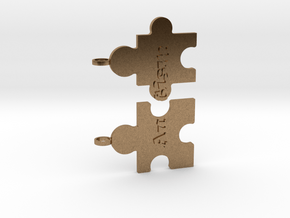 Autism Puzzle Peices Necklace in Natural Brass