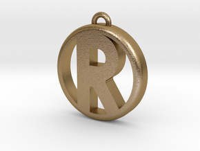 Pendant - Letter R in Polished Gold Steel
