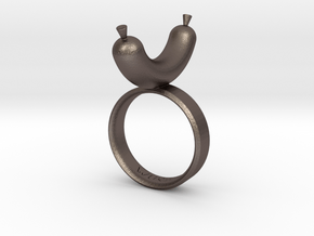 Sausage Ring in Polished Bronzed Silver Steel