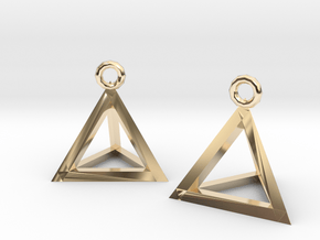 Tetrahedron earrings in 14k Gold Plated Brass