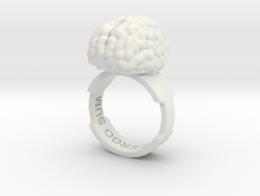Cogito Ergo Sum Brain Ring in White Natural Versatile Plastic