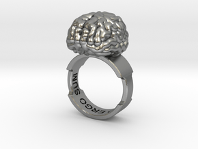 Cogito Ergo Sum Brain Ring in Natural Silver