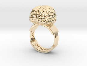 Cogito Ergo Sum Brain Ring in 14k Gold Plated Brass