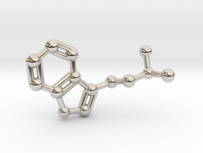 DMT (N,N-Dimethyltryptamine) Keychain Necklace in Rhodium Plated Brass