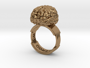 Cogito Ergo Sum Brain Ring in Natural Brass