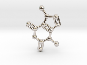Theobromine (Chocolate) Molecule Necklace / Keycha in Rhodium Plated Brass