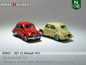 SET 2x Renault 4CV (N 1:160) in Tan Fine Detail Plastic