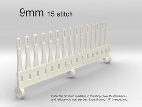 15 Tine Knitting Garter Bar - 9 mm V2 in White Processed Versatile Plastic