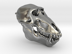 Baboon Skull pendant (closed jaw version) in Natural Silver