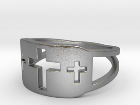 Cross Trio Open Band Ring Size 8 in Natural Silver