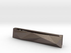 Origami Tie Clip in Polished Bronzed Silver Steel