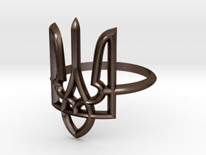Ukrainian Trident Ring. US 5.0 in Polished Bronze Steel