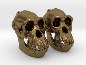 Chimpanzee Skull Earrings  (Pair of 2) in Natural Bronze