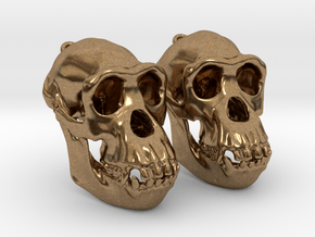 Chimpanzee Skull Earrings  (Pair of 2) in Natural Brass