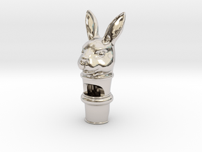 Silver Rabbit Whistle in Rhodium Plated Brass