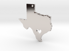 I love Texas Necklace Pendant in Rhodium Plated Brass