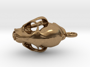 Mountain Lion Puma skull pendant (vertical loop) in Natural Brass