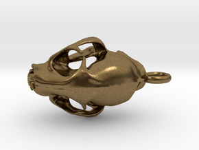 Mountain Lion Puma skull pendant (vertical loop) in Natural Bronze