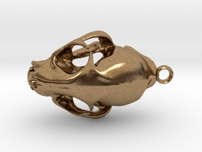 Bobcat Skull Pendant (Horizontal Loop) in Natural Brass