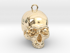 Skull Pendant 2 in 14k Gold Plated Brass