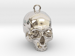 Skull Pendant 2 in Rhodium Plated Brass