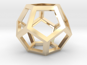 Dodecahedron Wire Frame - 0.3" side in 14k Gold Plated Brass