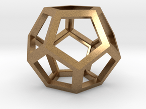 Dodecahedron Wire Frame - 0.3" side in Natural Brass