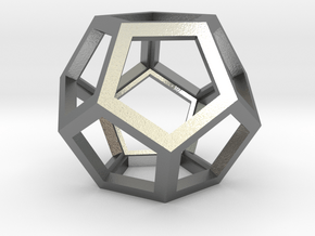 Dodecahedron Wire Frame - 0.3" side in Natural Silver