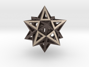 Small Stellated Dodecahedron 0.3 (inch) in Polished Bronzed Silver Steel