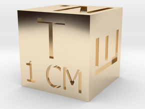 1 CM Photo Scale Cube in 14k Gold Plated Brass