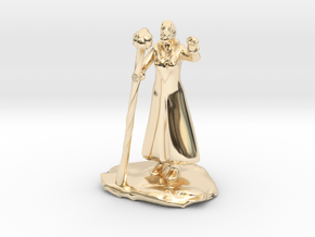 Female Dragonborn Wizard in Robe with Staff in 14K Yellow Gold