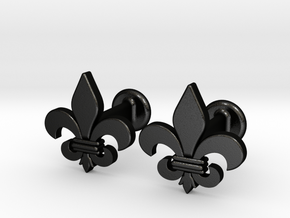 'Firenze' (fleur de lys) Cufflinks in Matte Black Steel