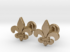'Firenze' (fleur de lys) Cufflinks in Polished Gold Steel