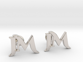 Monogram Cufflinks JM in Rhodium Plated Brass