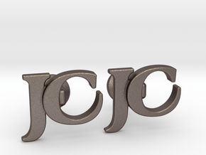 Monogram Cufflinks JC in Polished Bronzed Silver Steel