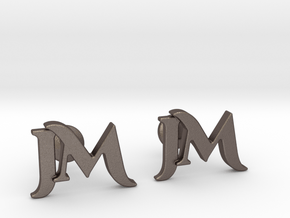 Monogram Cufflinks JM in Polished Bronzed Silver Steel