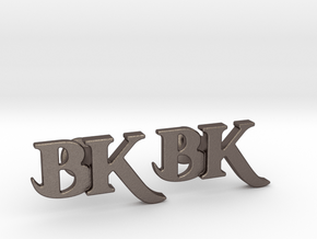 Monogram Cufflinks BK in Polished Bronzed Silver Steel