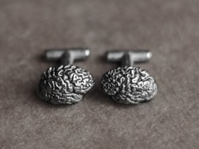Brain cufflinks in Polished Nickel Steel