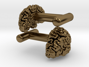 Brain cufflinks in Polished Bronze