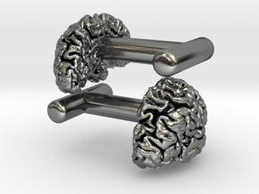 Brain cufflinks in Polished Silver