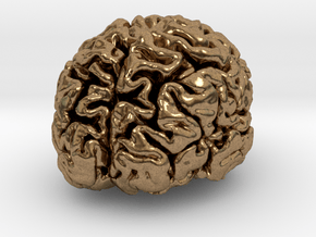 Precious metal brain pendant from MRI scan in Natural Brass