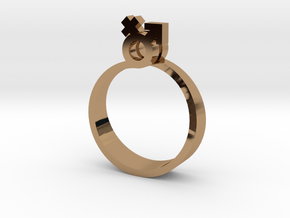 Male-Female Linked ring (US size#6) in Polished Brass