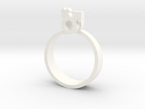 Male-Female Linked ring (US size#6) in White Processed Versatile Plastic