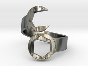 Wrench Ring size 10 in Polished Silver