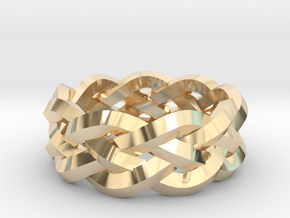 Four-strand Braid Ring in 14k Gold Plated Brass