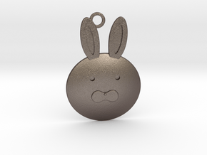 Happy Grief Bunny Pendant in Polished Bronzed Silver Steel